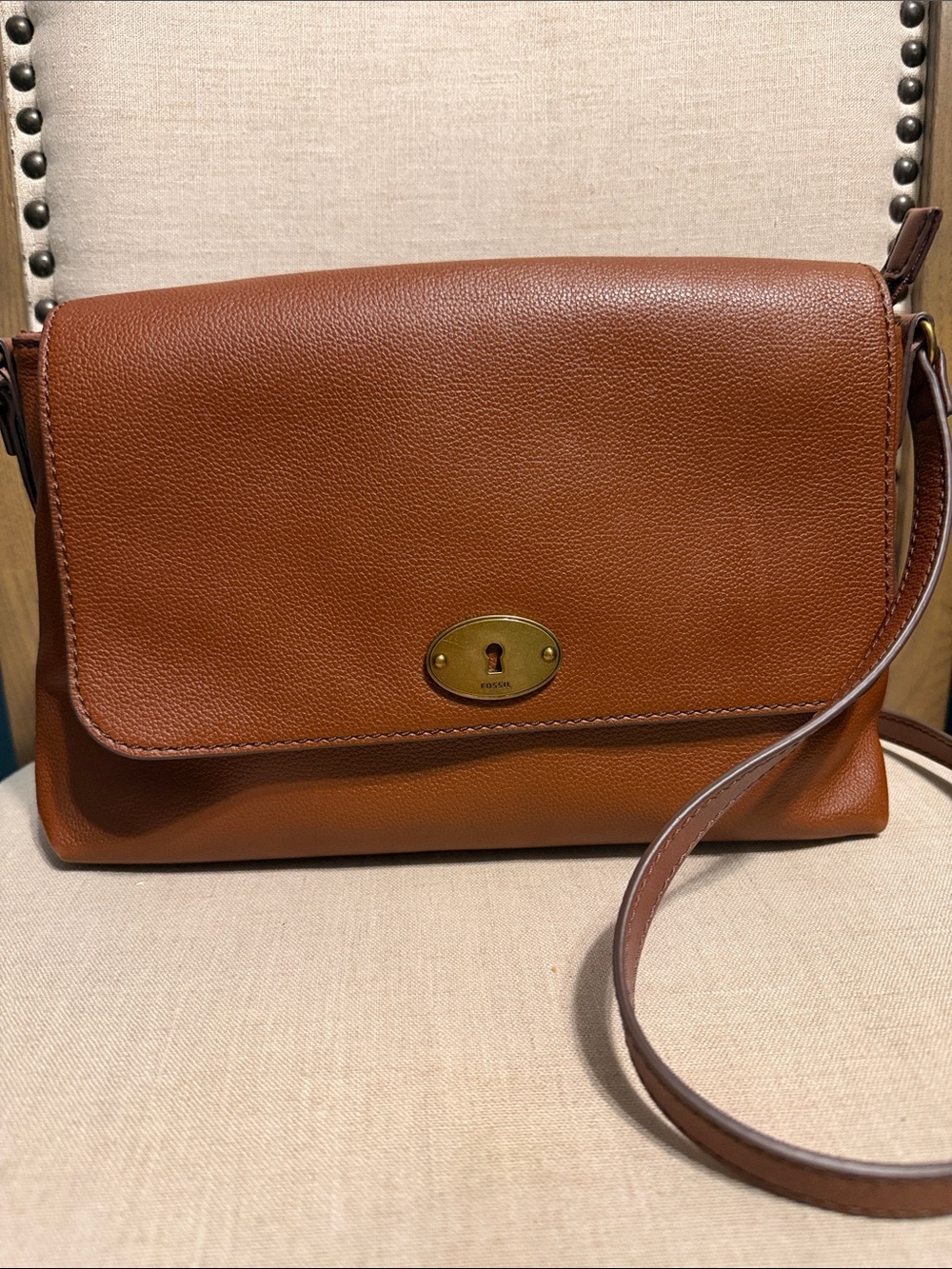 Fossil Brown Leather Crossbody Bag